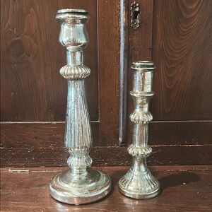 Pottery Barn Mercury Glass candle stick holders